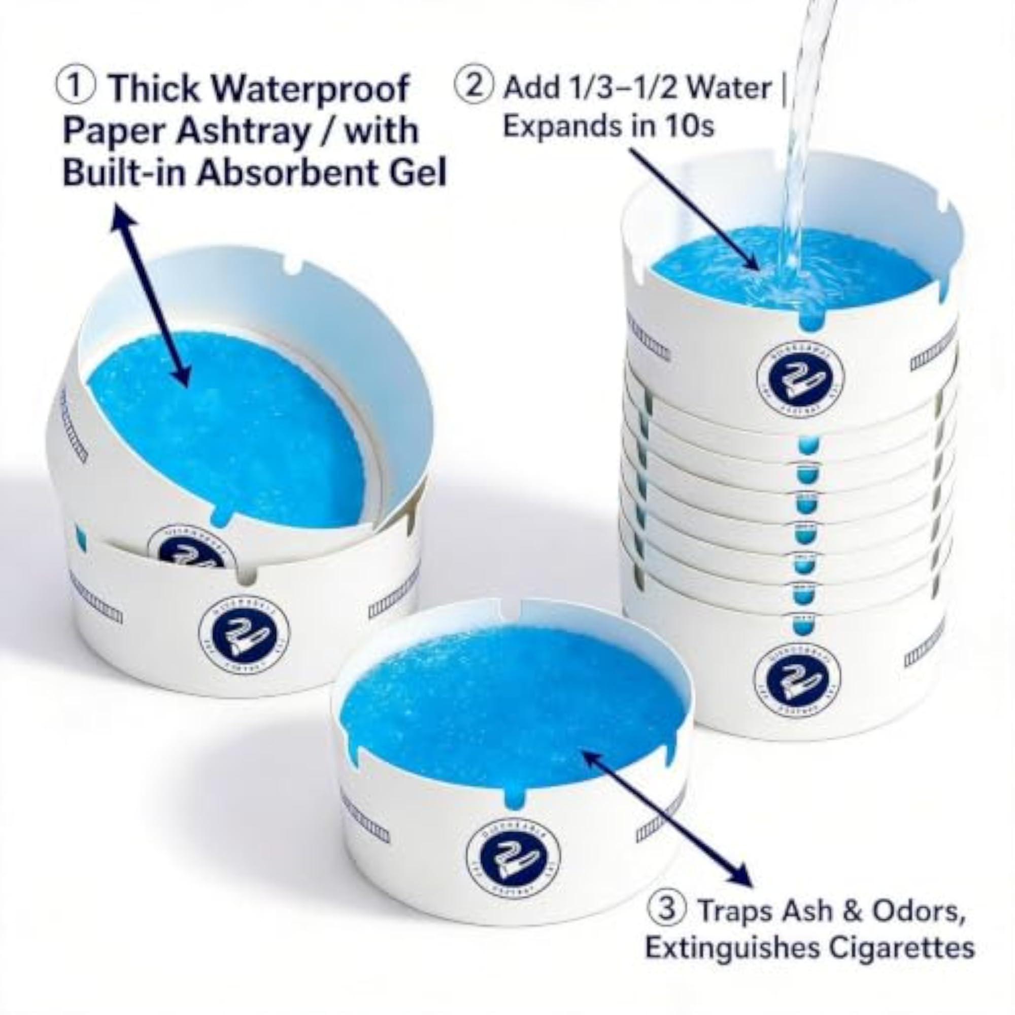 Disposable Foam Ashtrays for Cigarettes 25 Pack