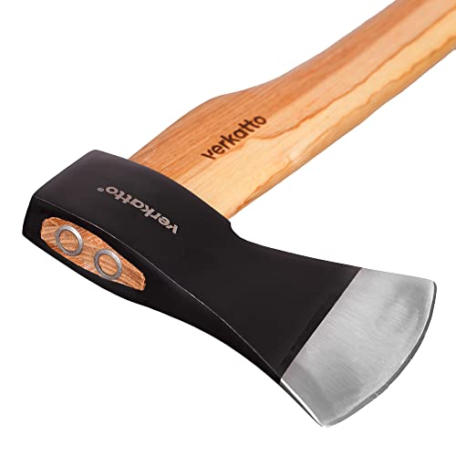 Foto von Mivos Axt Forstaxt 1600 g mit Hickory-Holzstiel und Klinge aus Kohlenstoffstahl - Länge 83 cm - Universalaxt zur Bearbeitung von Holz - Spaltaxt mit Lackiertem Holzgriff für Garten und Wald