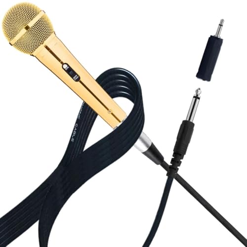 RhymKawa Sparkle Gold Dynamic Vocal Microphone with 10-FT XLR Cable