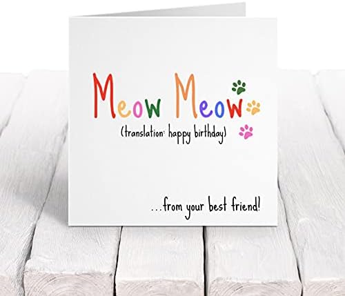 Funny Birthday Card From The Cat | Cute Cards Kitten Kitty Fur Baby Pet Lovers | For Dad Mum Husband Wife Dog | To Him Her Man Woman Mummy Daddy Sister Brother Wife Friend | Gifts Presents | 15cm