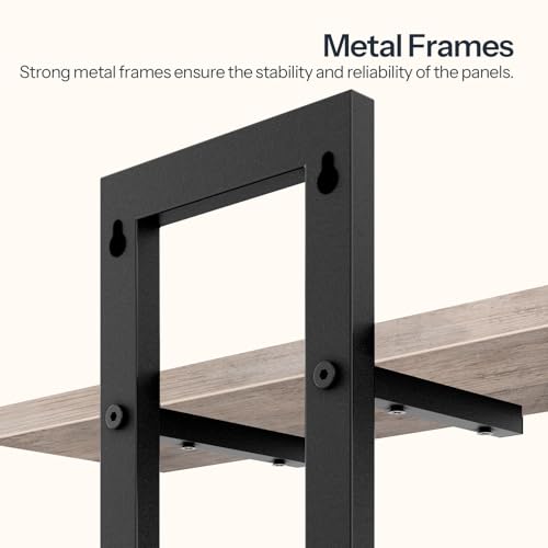 Image of HOOBRO Floating Shelves, 15 Inch Wall Shelf Set of 4, Wall Mounted Storage Shelves 2-Tier, Hanging Bathroom Shelves, for Living Room, Bedroom, Bathroom, Kitchen, Greige and Black BG32BJP401