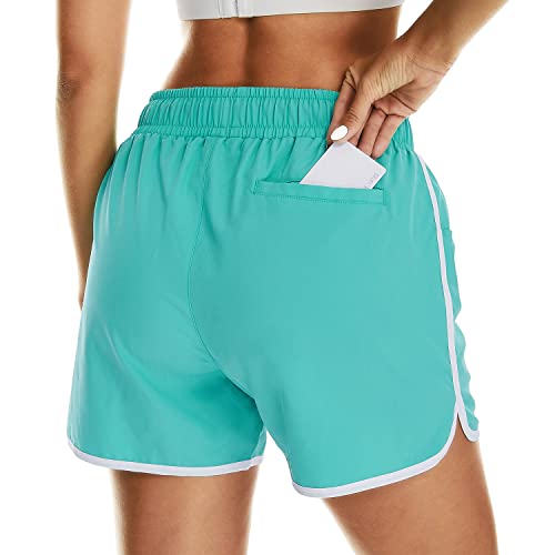 Hodosports Women's 4" Swim Shorts Quick Dry Board Shorts Swimsuit Bottom With Pockets Lake Green Xl #TOP5