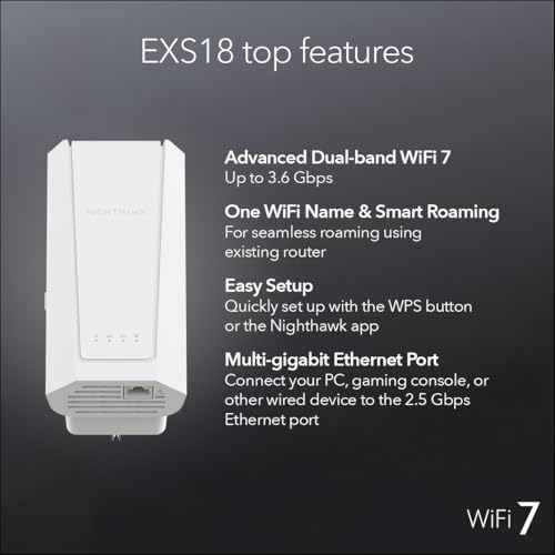 NETGEAR WiFi 7 Range Extender (EXS18) – BE3600 Dual-Band Wireless Internet Signal Range Extender (up to 3.6 Gbps Speed) - Add up to 1,200 sq. ft., 40 Devices – WPA3 Security, Smart Roaming by NETGEAR - Image 7