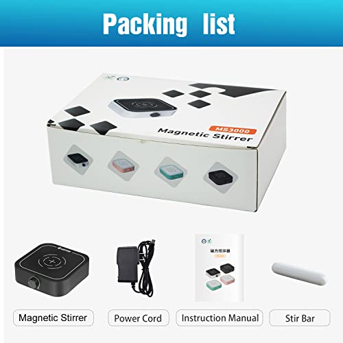 West Tune Magnetic Stirrer 3000Rpm,Magnetic Stir Plate With Stir Bar,Mini Magnetic Mixer Stirrer Max Stirring Capacity 3000Ml,Lab Stirrers,Black(No Heating) #TOP5