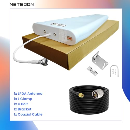 Image of 14dBi LPDA Directional WiFi Antenna with 10 Meter HLF-400 Cable | High-Gain 50 Ohm Outdoor Antenna | Includes Mounting Clamp