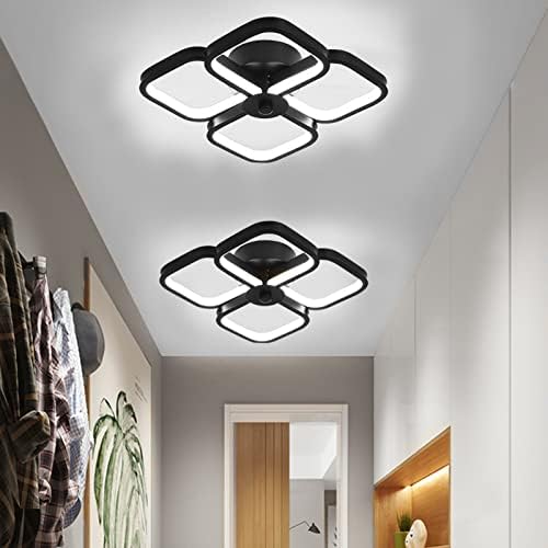 HOUZEE Light Fittings Ceilings LED 4 Squares Black Creative Fashion Celings Lights for Corridor Kitchen Lights Ceiling Dinning Room Cold White Light Warm Light 30W (Cold White Light)