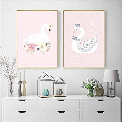 Lienzo impermeable de animales y princesa rosa poster resistente de 50x70cm para cuarto infantil 2