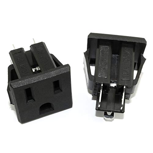 RuiLing 2PCS Black US Type Industrial Plug AC 125V 15A Panel Mount Outlet Power Socket