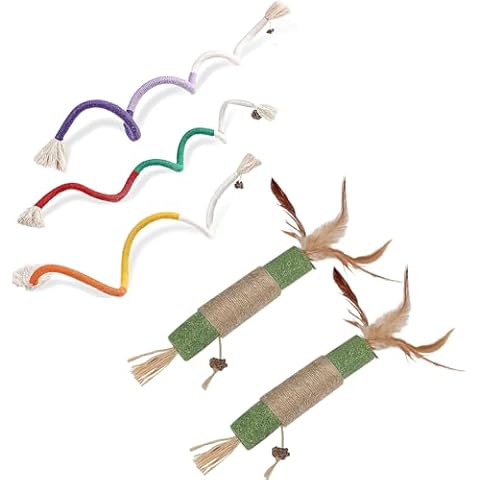 Letalong 3 PCS Cotton Rope Cat Toys + 2 Pack Catnip Toys for Cats Cover