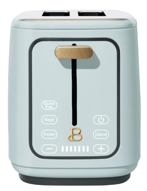 2 Slices Toaster with Touch-Activated Display, 7 Browning Settings, Bagel &amp; Frozen Bread Presets, Slide-Out Crumb Tray Stylish Kitchen Toaster (Porcini-Taupe) (Hydrangea Blue)