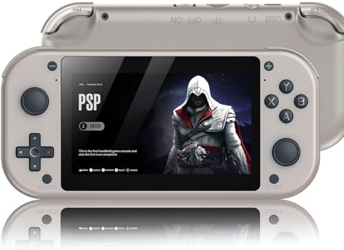 M17 Retro Handheld Game Console 4.3 Inch LCD Screen Built-in 64GB Card 20000+ Classic Games Video Game Console Emuelec System Retro Video Gaming Console 20+ Classic Simulators-Silver