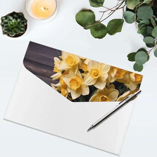 Dossier extensible à 6 poches format A4 bouquet de jonquilles pour bureau