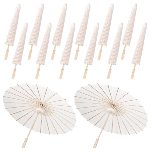 MBJZSL 12 Pack White Paper Umbrellas