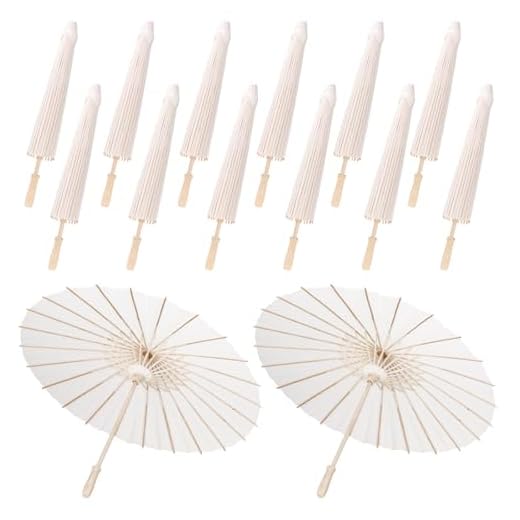 Elegant White Paper Umbrellas Set of 12