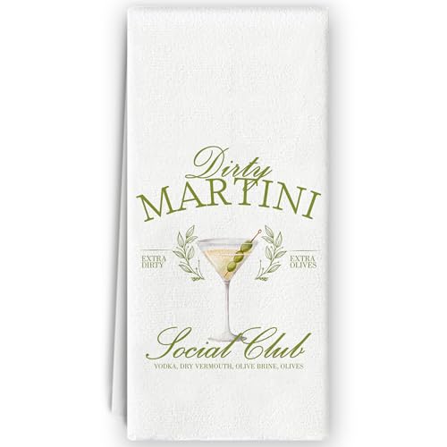 Bnzolyoia Dirty Martini Kitchen Towels - Dirty Martini Gifts, Martini Bar Towels for Bartender, Dirty Martini Decor, Funny Dirty Martini Hand Towels Dish Towels for Kitchen 16x24