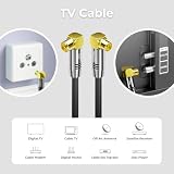 deleyCON 3,0m Kabel Antenowy TV 4K - 4K Ultra HD Full HD HDTV - 2x Kątowy - Kabel Koncentryczny - Wtyk IEC (90°) do Gniazda IEC (90°) - Metalowe Złącza - Czarny