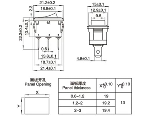 Interrupteur miniature 10 x 15 mm avec commutation stable SPST - 2
