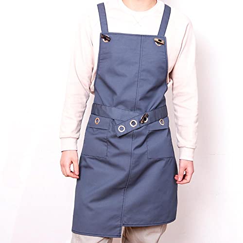 KUKUALE Delantales para Mujer Hombre con Bolsillos Delantal para el hogar Denim Barista Leche Tea Shop Hombres y… - Imagen 4