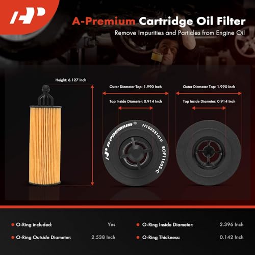 A-Premium 2-PC 10K Miles Protection Oil Filter Compatible with Ram 1500, 1500 Classic & Jeep Grand Cherokee, Wrangler & Dodge Grand Caravan, Charger, Journey & Chrysler Town & Country & Volkswagen