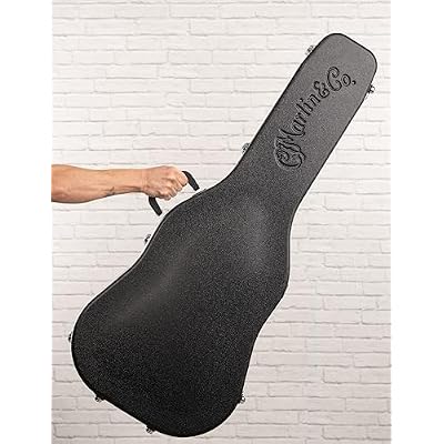MARTIN Molded Hardshell Case Dreadnought 14-Fret | Black Exterior with Plush Green Interior | Form-Fit Protection with Locking Hardware