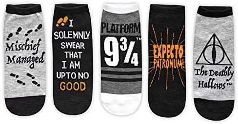 Hyp Harry Potter Deathly Hallows I Solemnly Swear 5 Pack Ankle Socks