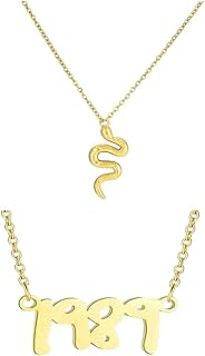 Gold Birth Year 1989 Snake Reptile Album Double Layer 2 Piece Bundle Charm Chain Costume Y2K Aesthetic Girls Womens Ladies Fashion Costume Choker Outfits Accessories Gifts Jewellery Necklace