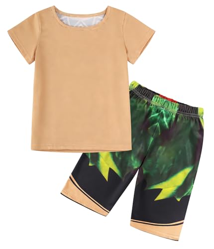 Jurebecia Little Boys Costume Cosplay Kids Birthday Halloween Dress up Outfit Short Sleeve Tee and Pants Set Christmas Theme Party Cosplay Role Play 6(7-8 Years)