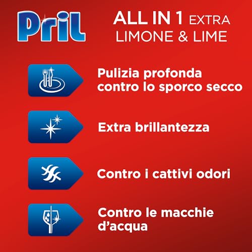 Pril Tutto In 1 Extra Tabs Limone & Lime Detersivo, Pastiglie Per Lavastoviglie Attive Già A Basse Temperature (40°), Detersivo Lavastoviglie Con 8 Azioni, 1 X 76 Tabs - 2