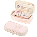 GALER Big Capacity Pencil Case, Large Pencil Case Cute Pencil Pouch Aesthetic Stationery Pen Bag Secondary School Essentials Supplies for Teen Girls Preppy (Pink)