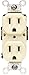 Leviton 001-T5248-ICP Straight Blade Duplex Receptacle with Ears, Ivory