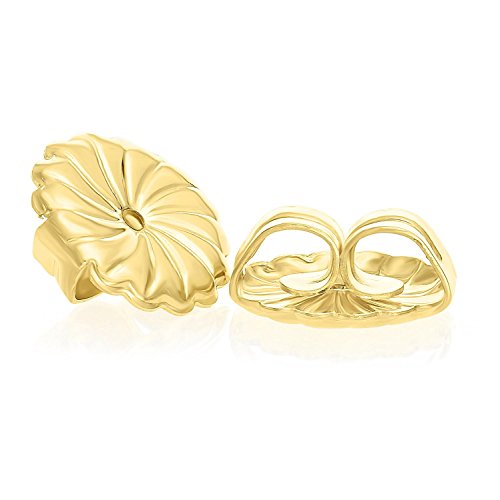 14k Yellow Gold Earring Back Replacement Secure and Comfortable with Ear Locking Tension Grip Tight Nut (Large)