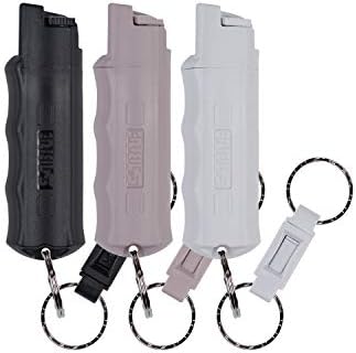 SABRE Pepper Spray, Maximum Police Strength OC Spray, Quick Release Keychain for Easy Carry and Fast Access, Finger Grip for More Accurate and Faster Aim, 25 Bursts, Secure and Easy to Use Safety
