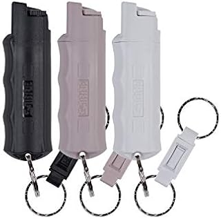 SABRE Pepper Spray, Maximum Police Strength OC Spray, Quick Release Keychain for Easy Carry and Fast Access, Finger Grip for More Accurate and Faster Aim, 25 Bursts, Secure and Easy to Use Safety