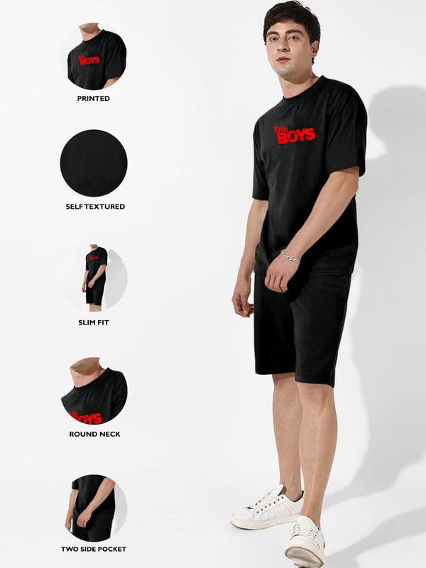 Image of sigman Mens Night Suit | Men's Co-ord Set | Lounge-wear Nightdress Pajama Set | Summer Night Wear | Solid Plain Casual Pajama Shorts Set | Beach Wear