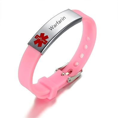 Medical Alert ID Bracelet for Men Women Adjustable Silicone Medical Wristbands to Carry Your Emergency Medical Information, Come with Medical Card