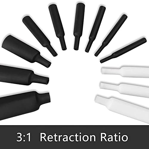 Heat Shrink Tube Kit, Eventronic 310Pcs 3: 1 Dual Wall Adhesive Lined Heat Shrink Tube with 7 Size, 2 Color (Black, White)