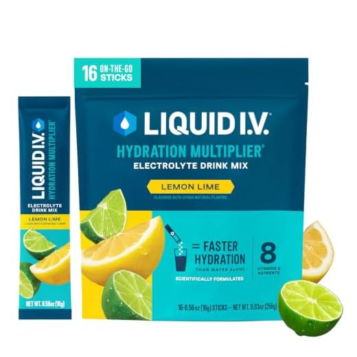 Liquid I.V. Hydration Multiplier - Lemon Lime - Powder Packets | Electrolyte Drink Mix | Easy Open Single-Serving | Non-GMO | 16 Stick