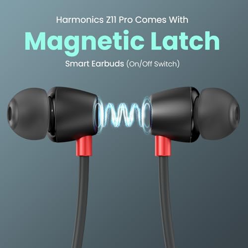 Image of Portronics Harmonics Z11 Pro in-Ear Bluetooth Earphone Neckband with Vibration Alert & Magnetic Latch (ON /Off), Upto 35 Hours Playtime,HD Call Clarity, BT 5.4V, Type C Fast Charging(Black)