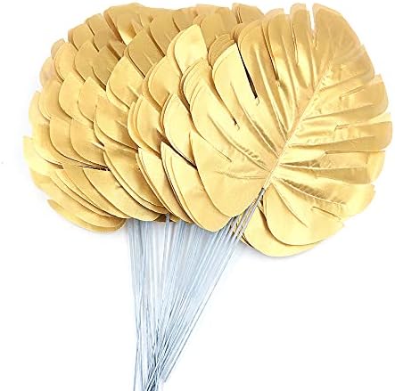 Shiwaki 20 Pcs Golden Palm Leaves Artificial Tropical Palm Leaves for Hawaiian Luau Party Decoration Home decoration