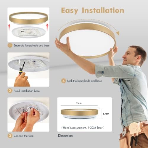Taoellen Bright Round Modern LED Ceiling Lights, 42W 6500K 210W Equivalent, Flush Mount White Light Fittings Ceilings for Living Room, Kitchen, Office, Bedroom, Bathroom, Hall