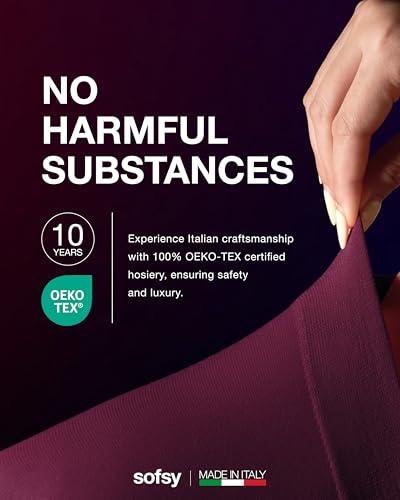 Image of sofsy 10-Year Hosiery Craftsmanship - Italian 40 Den Run Resistant Opaque Tights for Women | High-Waist, Reinforced Toe