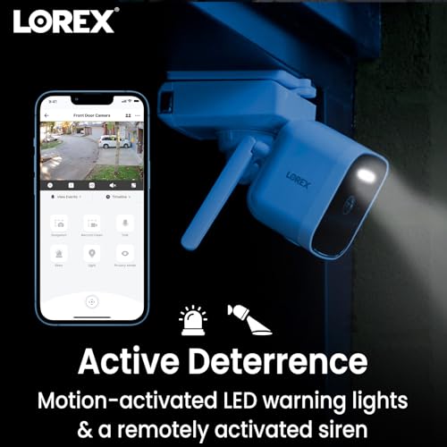 Lorex 4K WiFi Halow 6-Channel NVR Indoor/Outdoor Security System with 4 Battery-Powered Wireless Cameras (Black)