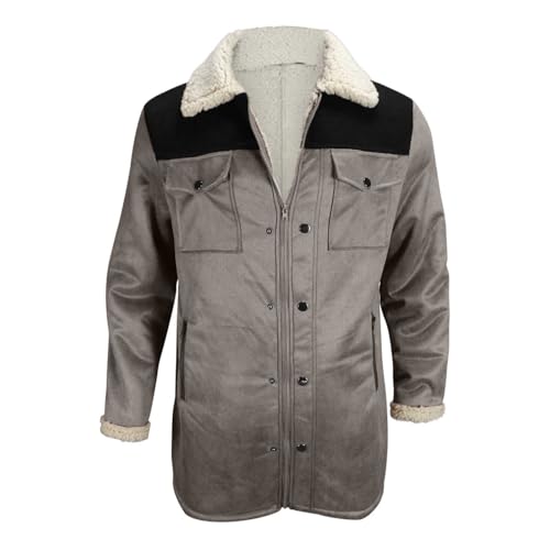 Vintage Suede Trench Coats Plush Reverse Collar Mens Outdoor Jacket Retro Warm Winter Sherpa Fleece Lined Outerwear3