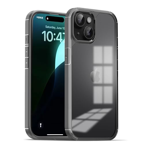 Image of KARWANBack Cover |Shockproof Bumper Case | Full Camera Protection | Raised Edges | Super Soft Side TPU | Bumper Case for iPhone 15 - Grey