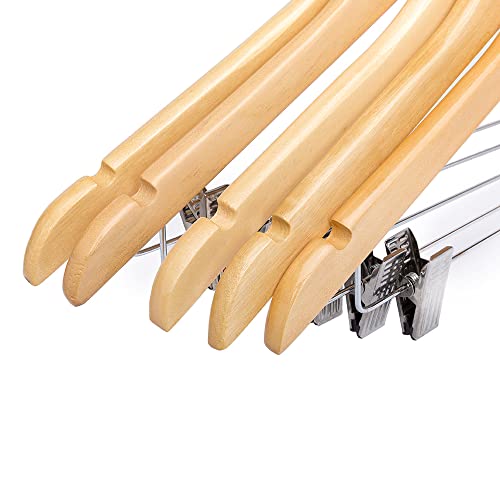 Kit 20 Cabides Madeira Marfim C/ Presilhas Organizador Roupa