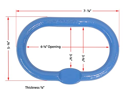 Mytee Products 1/2 Inch Oblong Master Link for Chain & Wire Rope, Grade 100 - WLL 5,000 Lbs (2.3 Ton), Blue - 4:1 Safety Factor - Alloy Steel, Heavy-Duty, Oval Master Link Ring for Lifting
