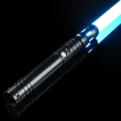CUSTOM SABER Dueling Light Saber for Adults, Smooth Swing Rechargeable LED , 9 Sound Fonts, RGB Infinite Color Changing, Support Heavy Dueling for Adults Toy Gift- Black