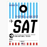 San Antonio International Airport (SAT) Baggage tag Bumper Sticker Vinyl Decal 5"
