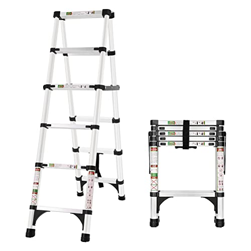 RIKADE 伸縮脚立はしご はしご兼用脚立 踏み台 軽量伸縮自在 折りたたみ 持ち運び便利 室内屋外両用 アルミはしご 自動 安全ロック付き 耐荷重150 kg