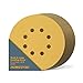 POWERTEC 44232G-50 6" 8 Hole 320 Grit Hook and Loop Sanding Discs - Gold (50 Pack)